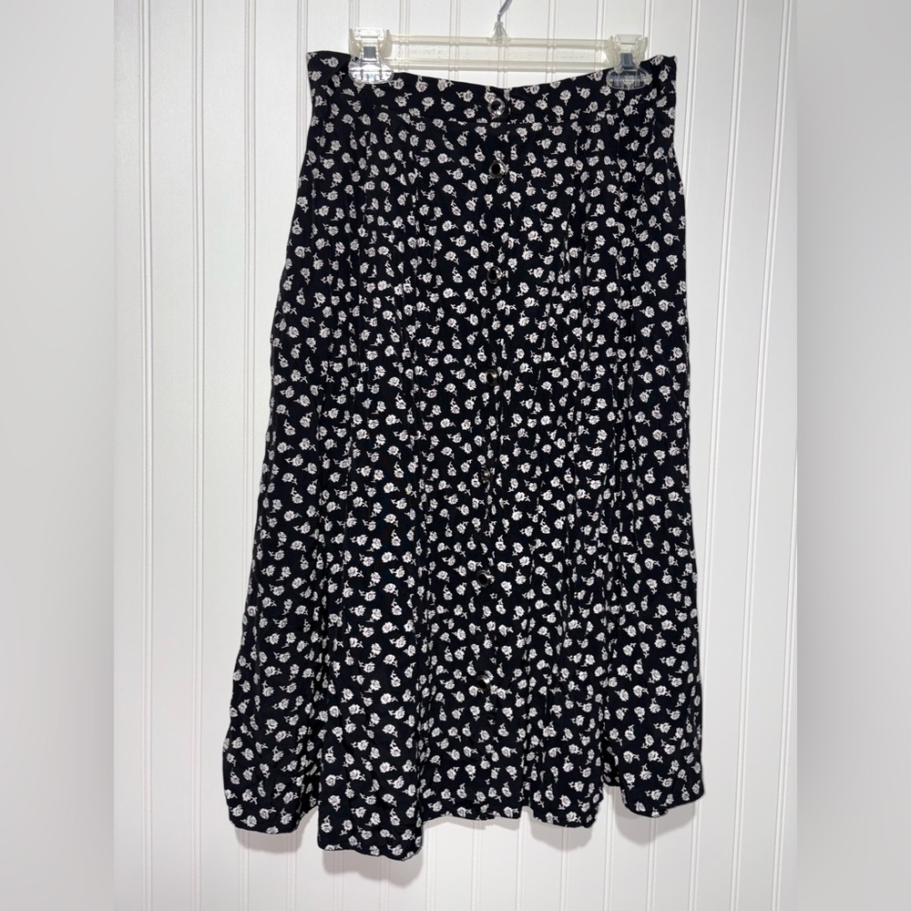 Vintage Box Office Floral B&W Skirt| Size Large